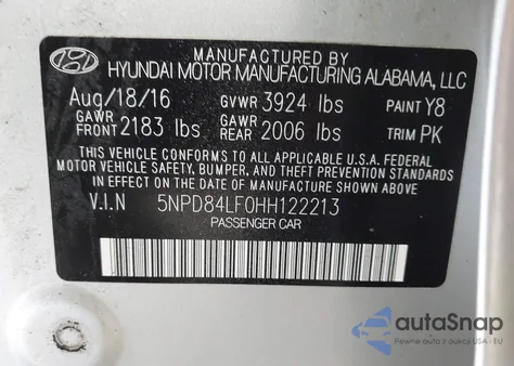 2017 Hyundai Elantra Se from USA, damaged, VIN 5NPD84LF0HH122213